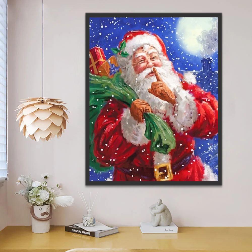 Père Noël et Lune Peinture par Numéros