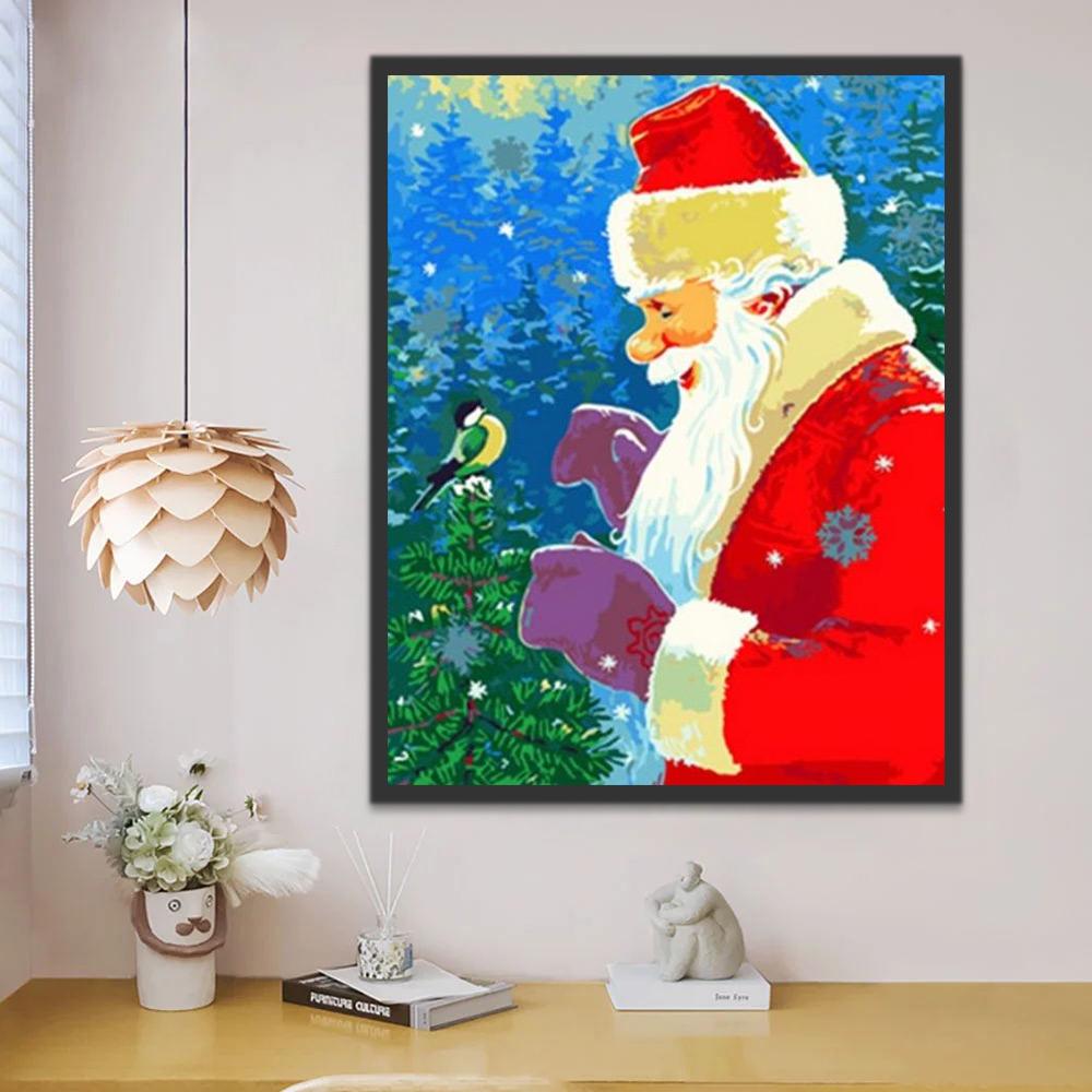 Père Noël et Mésange Peinture par Numéros