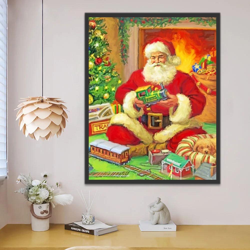 Père Noël et Petit Train Peinture par Numéros