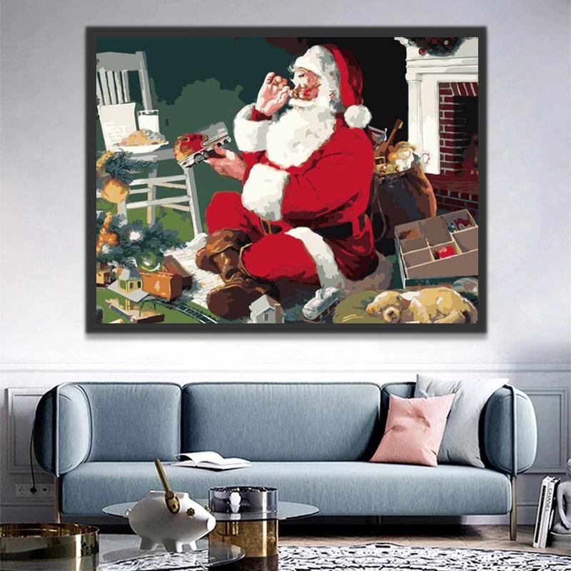 Père Noël et Petite Voiture Peinture par Numéros