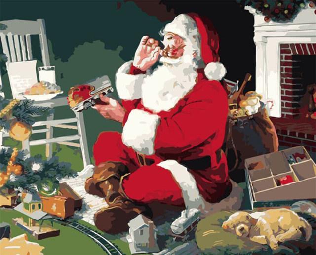 Père Noël et Petite Voiture Peinture par Numéros
