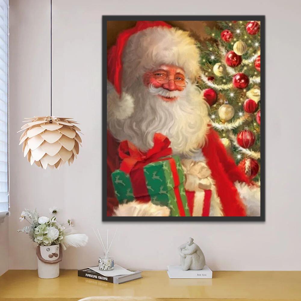Père Noël et Pin Peinture par Numéros