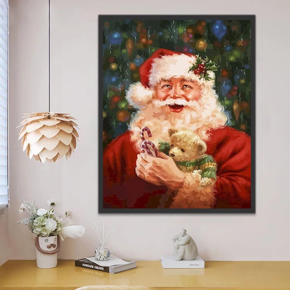 Père Noël et Poupée Ours Peinture par Numéros