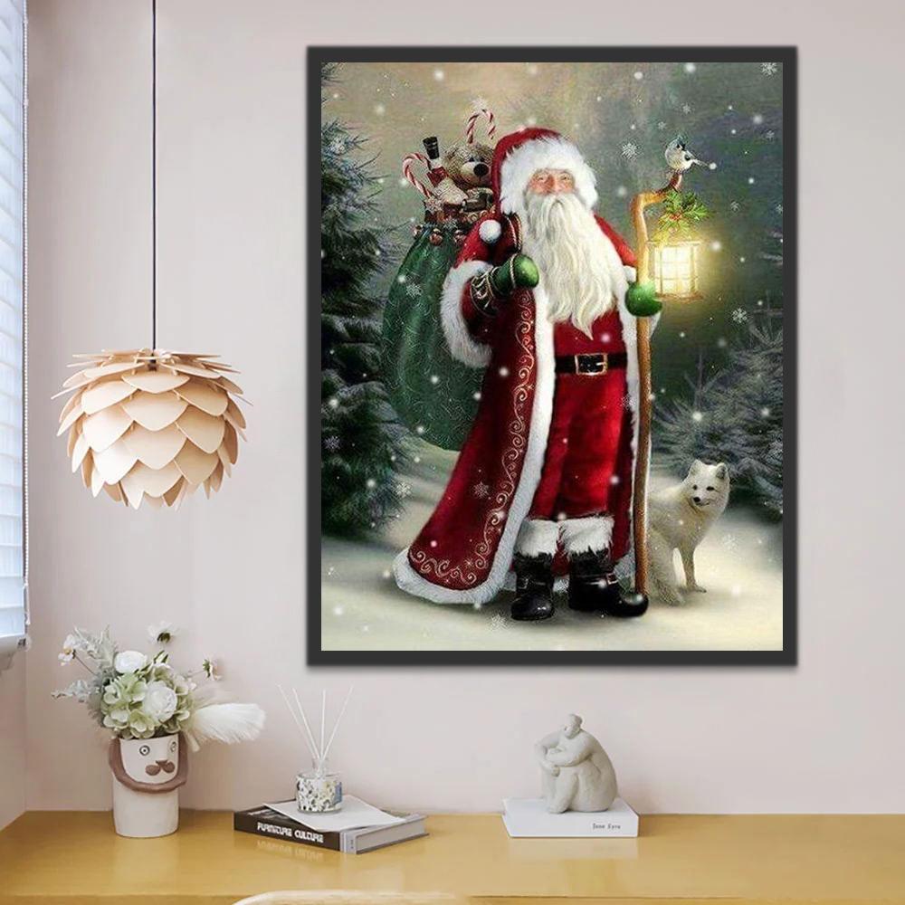 Père Noël et Renardeau Blanc Peinture par Numéros