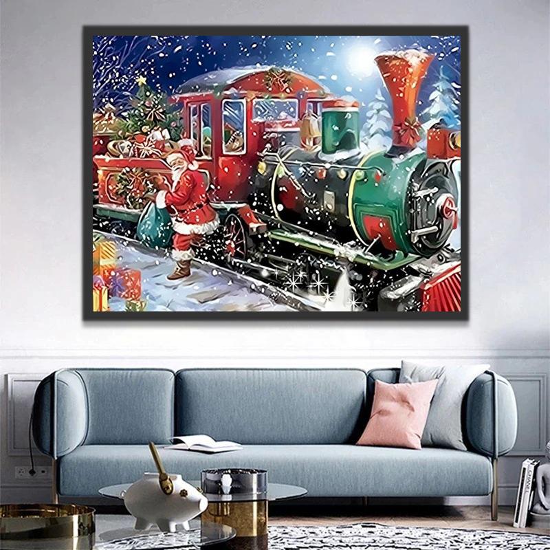 Père Noël et Train Peinture par Numéros