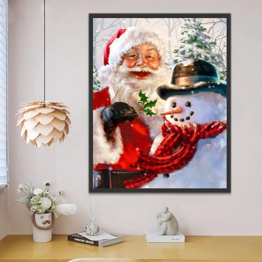 Père Noël fait un bonhomme de neige Peinture par Numéros