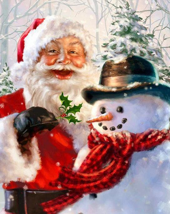 Père Noël fait un bonhomme de neige Peinture par Numéros