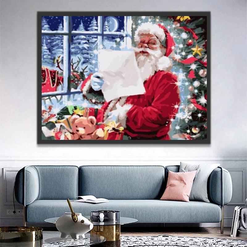Père Noël Lisant Lettre Peinture par Numéros