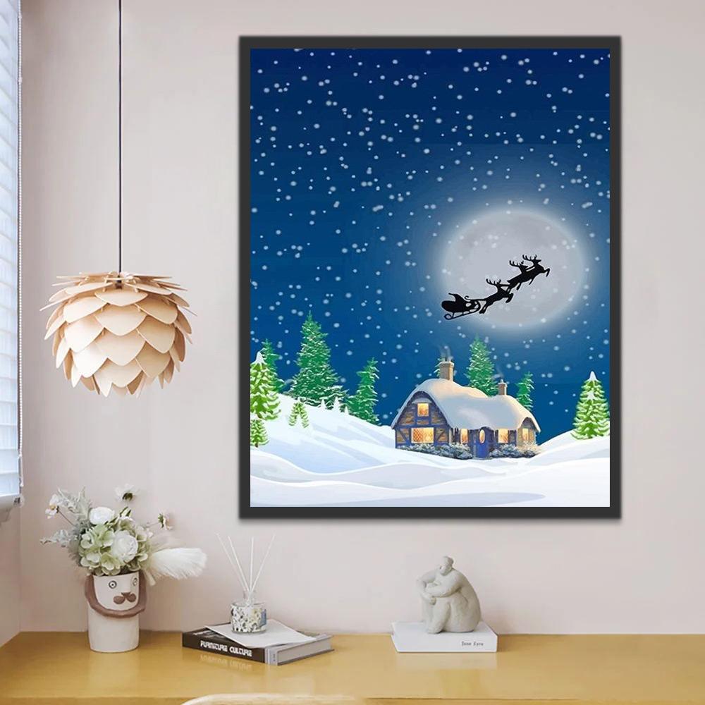 Père Noël Nuit de Noël Peinture par Numéros