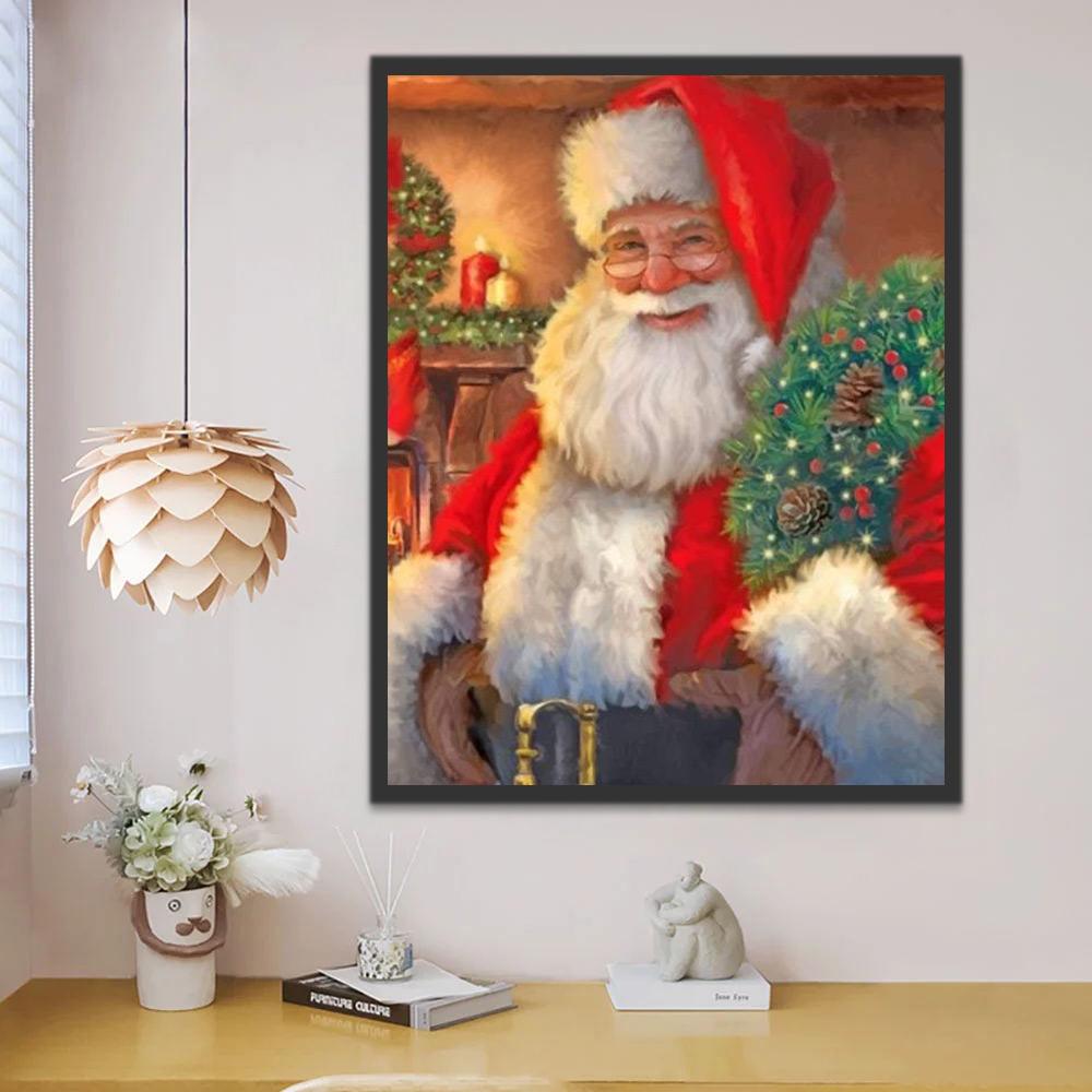 Père Noël Souriant Peinture par Numéros