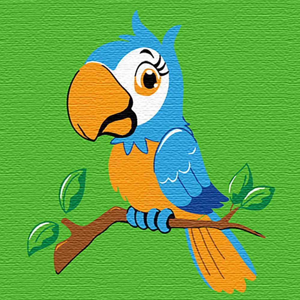 Perroquet Bleu Cartoon d'Enfants Peinture par Numéros