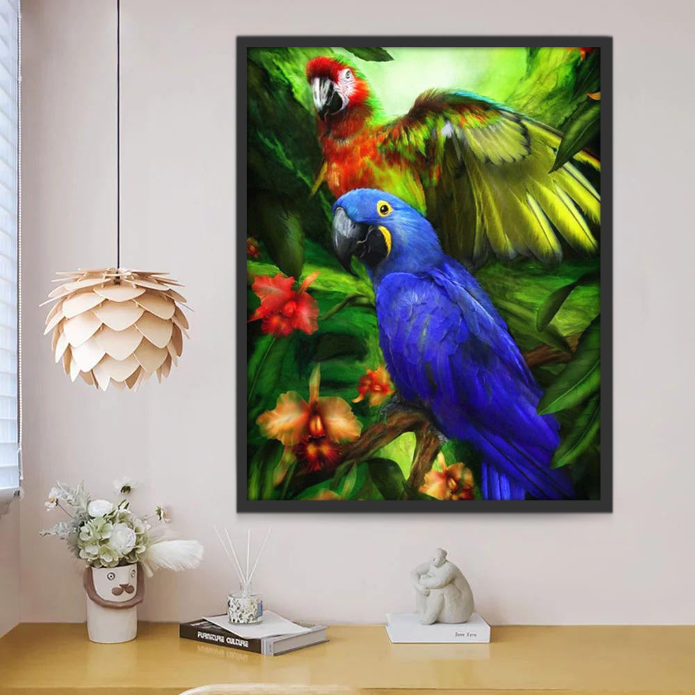 Perroquet Bleu et Perroquet Rouge Peinture par Numéros