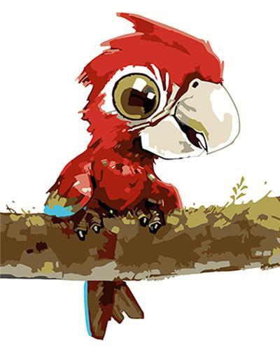 Perroquet Rouge Cartoon Peinture par Numéros