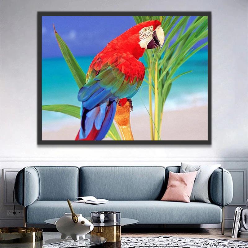 Perroquet sur la Plage Peinture par Numéros