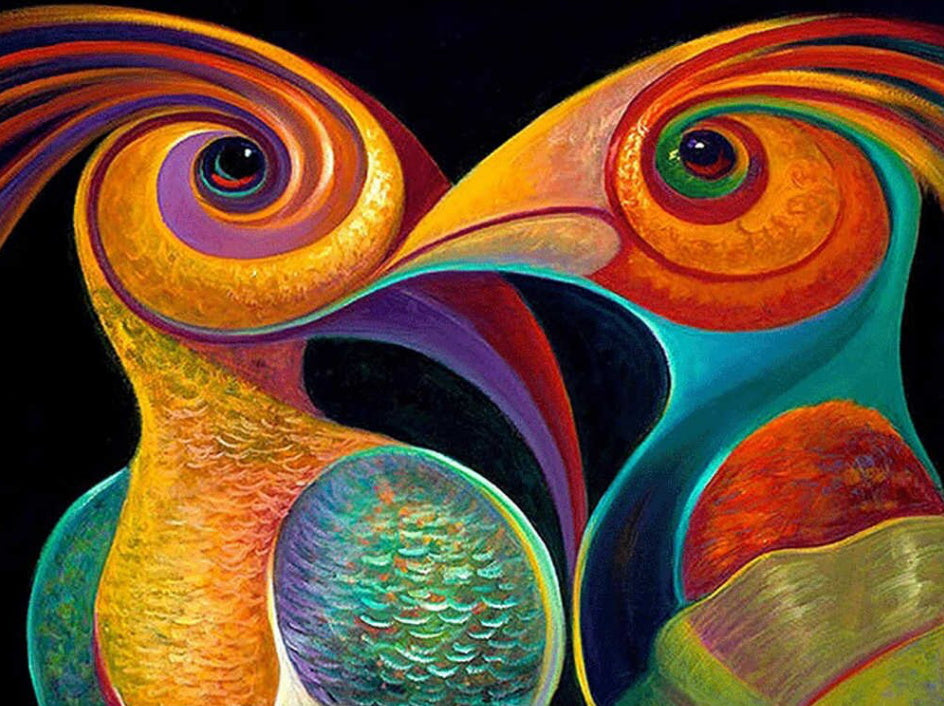 Perroquets d'Art Abstrait Peinture par Numéros