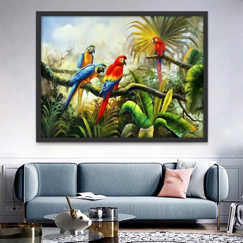 Perroquets pendant Conversation Peinture par Numéros