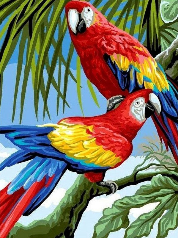 Perroquets sur l'Arbre Peinture par Numéros