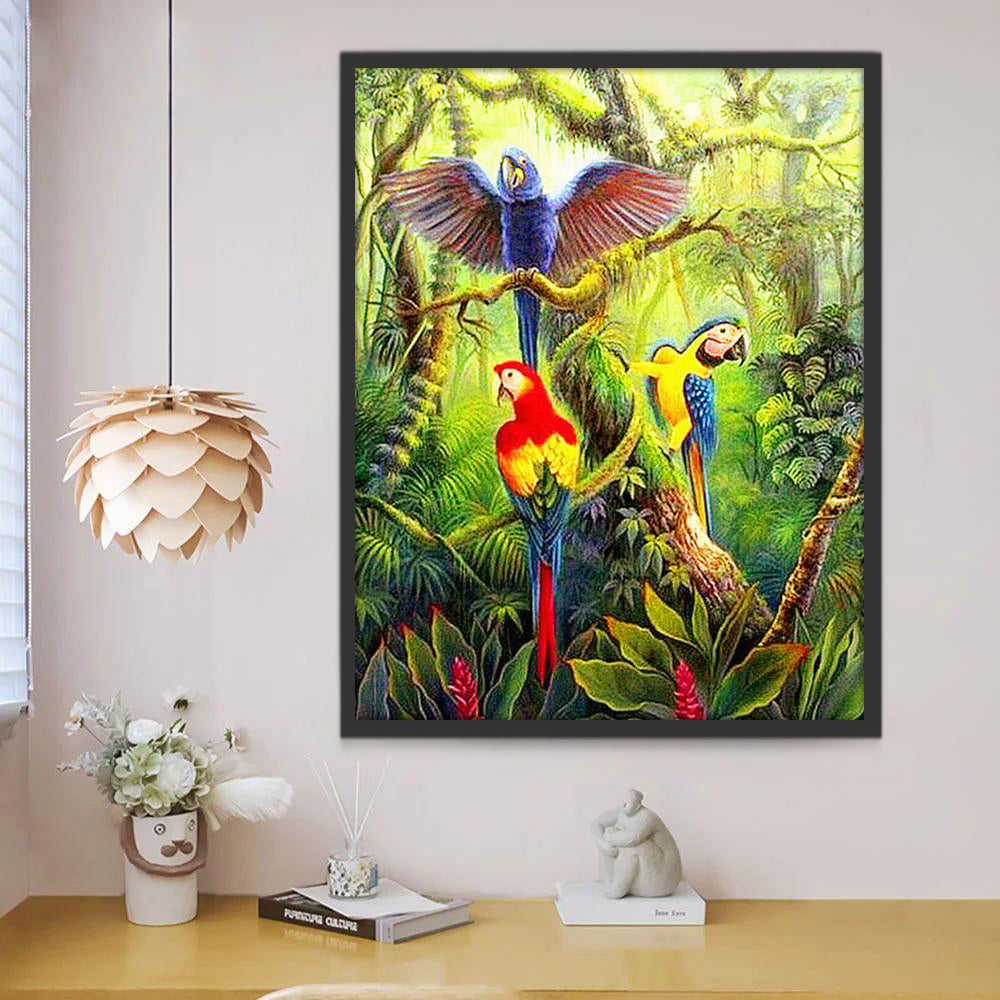 Perroquets Volant dans la Forêt Peinture par Numéros