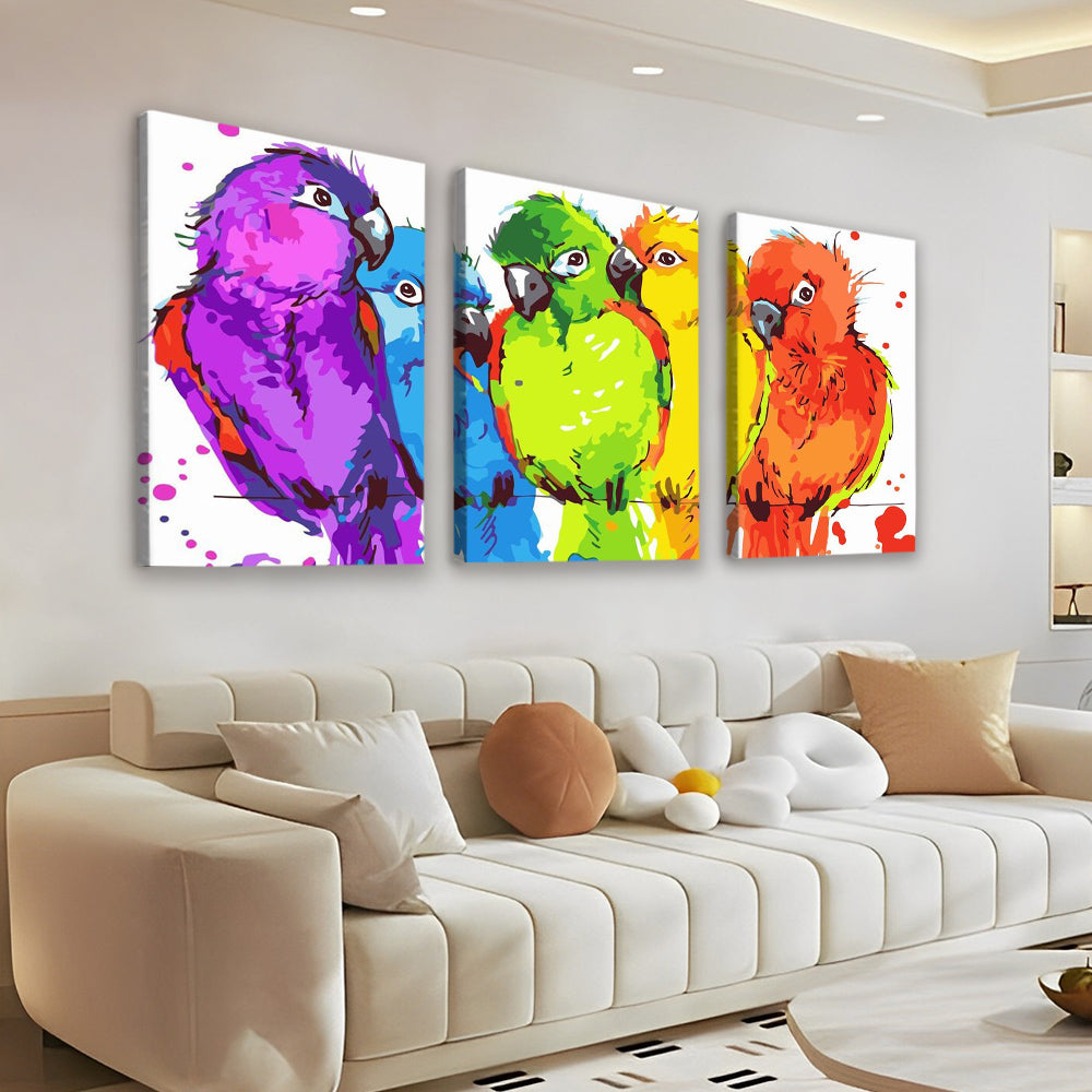 Perruches Colorées 3 Partie Peinture par Numéros