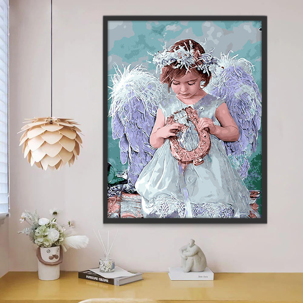Petit Ange avec Lyre Peinture par Numéros