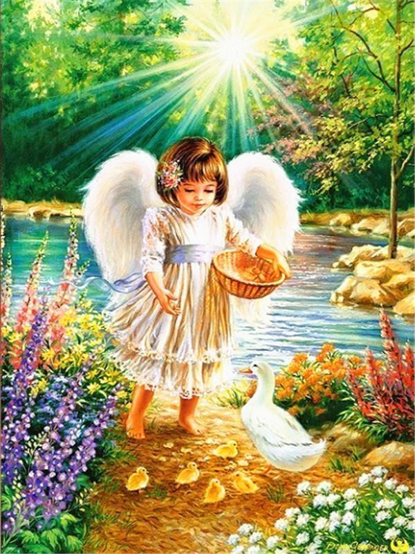 Petit Ange et Canard Peinture par Numéros