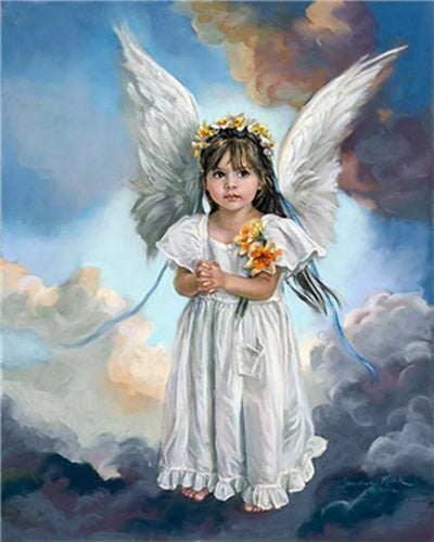 Petit Ange et Nuages Peinture par Numéros