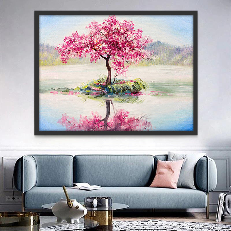 Petit Arbre Rose Peinture par Numéros