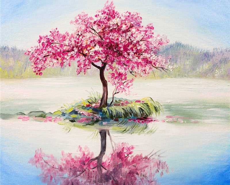 Petit Arbre Rose Peinture par Numéros