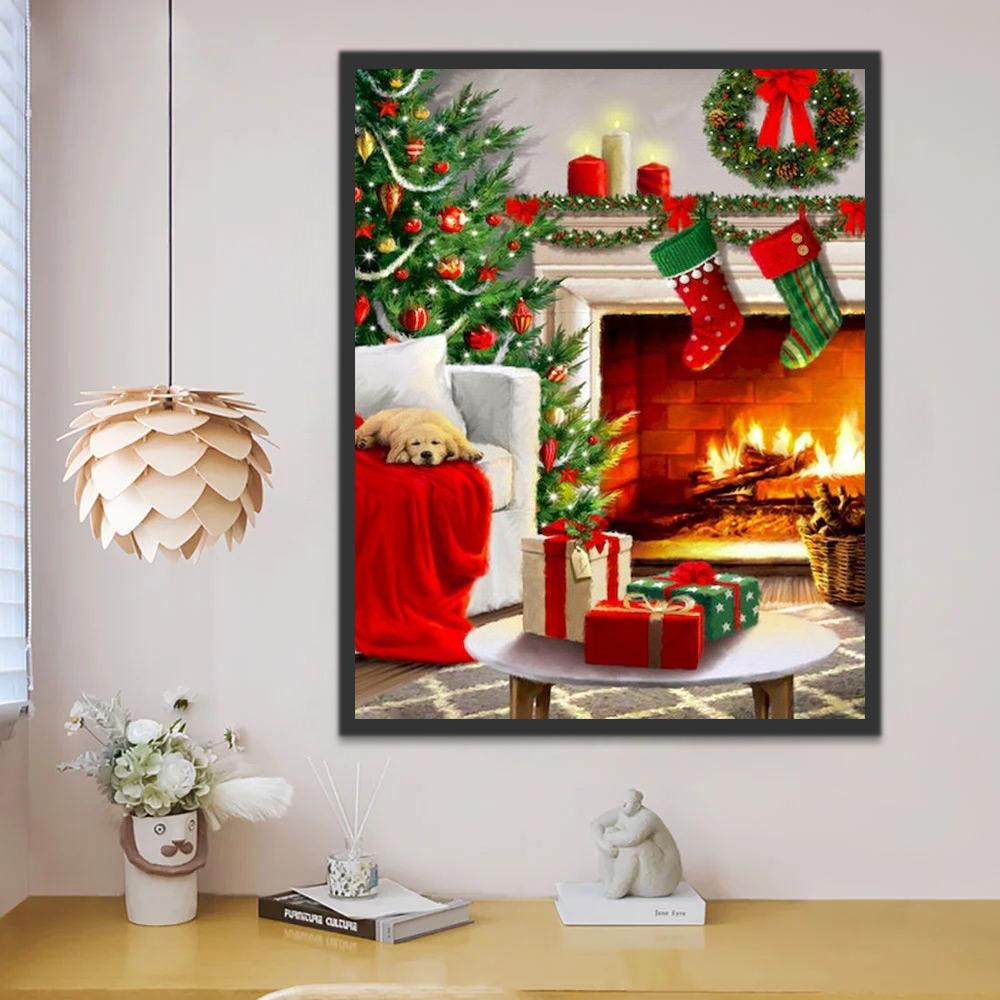 Petit Chien Noël Peinture par Numéros