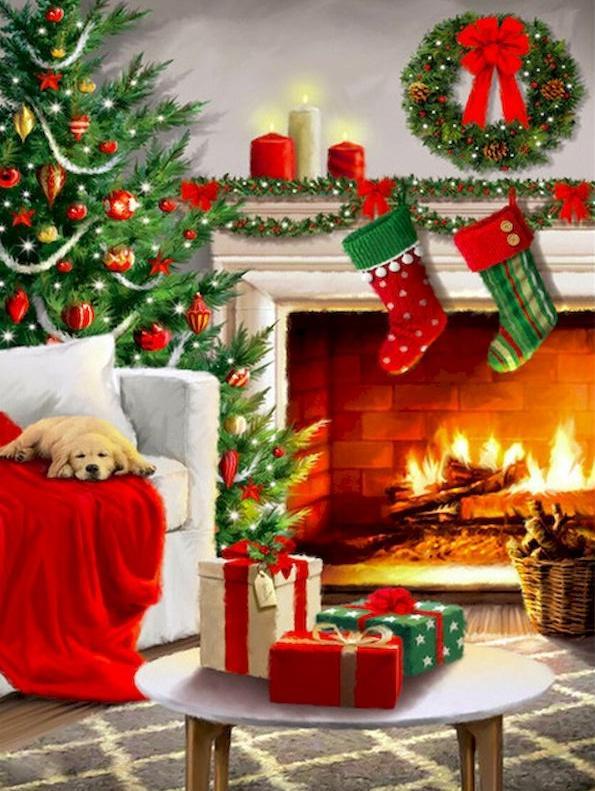 Petit Chien Noël Peinture par Numéros