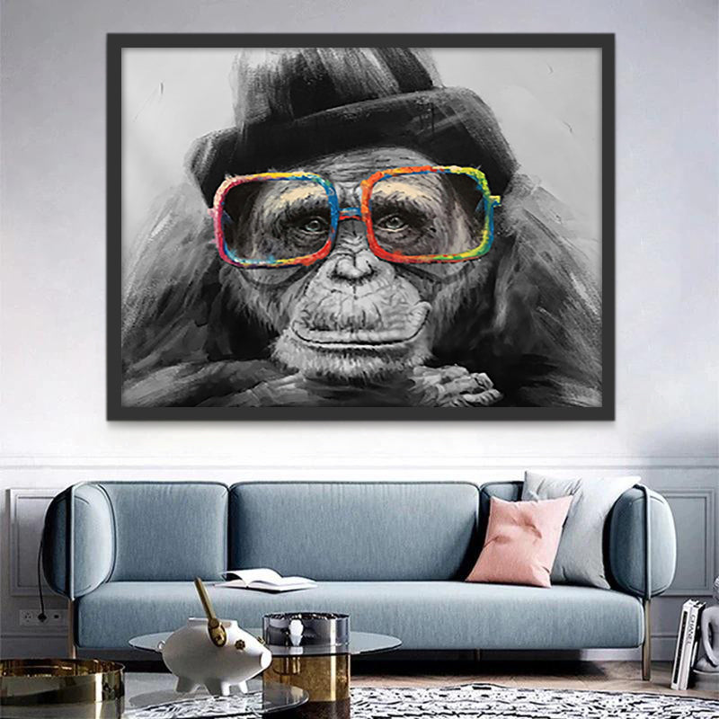 Petit Chimpanzé Portant des Cadres Colorés Peinture par Numéros