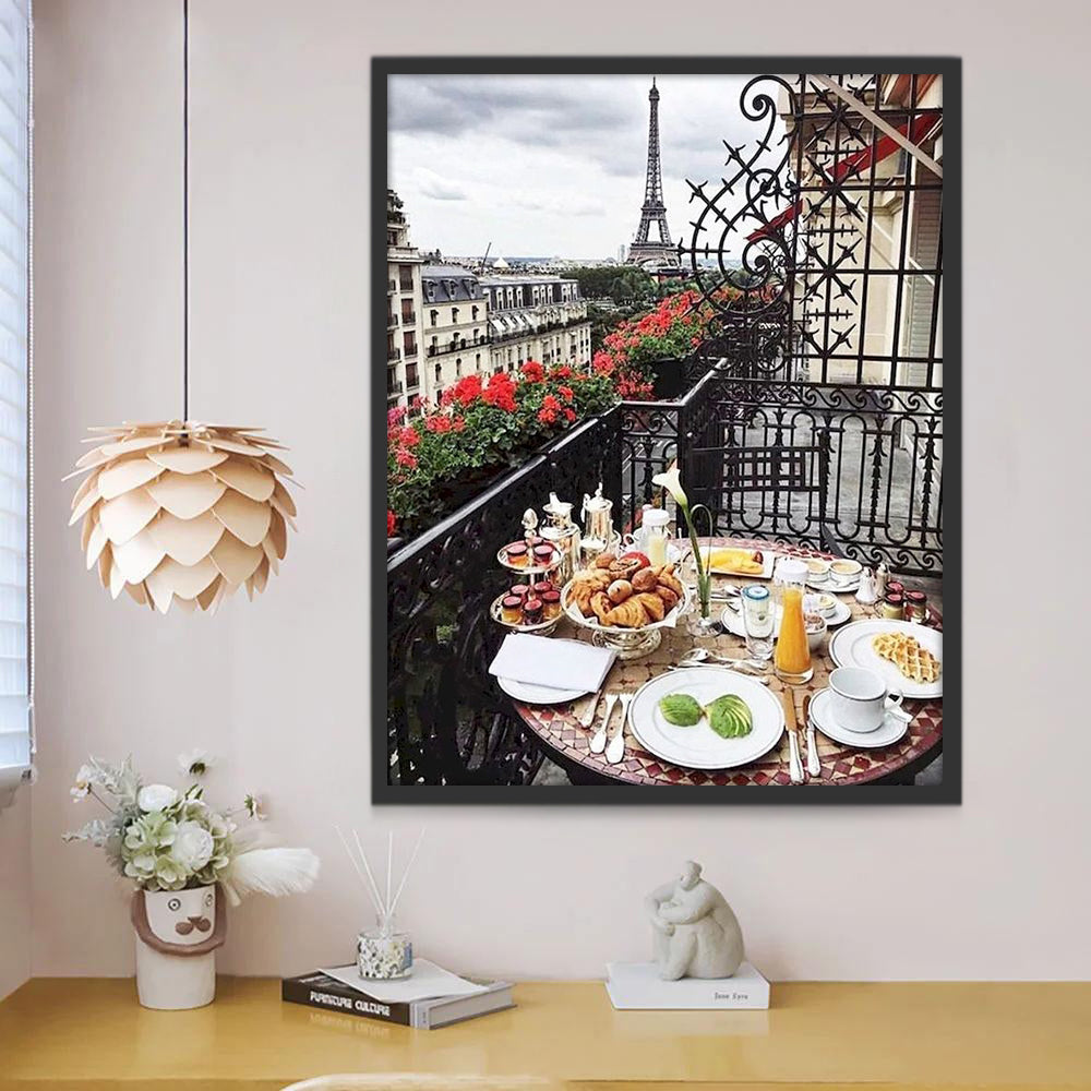 Petit Déjeuner et Eiffel Peinture par Numéros