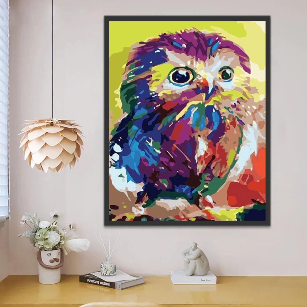 Petit Hibou Multicolore Peinture par Numéros
