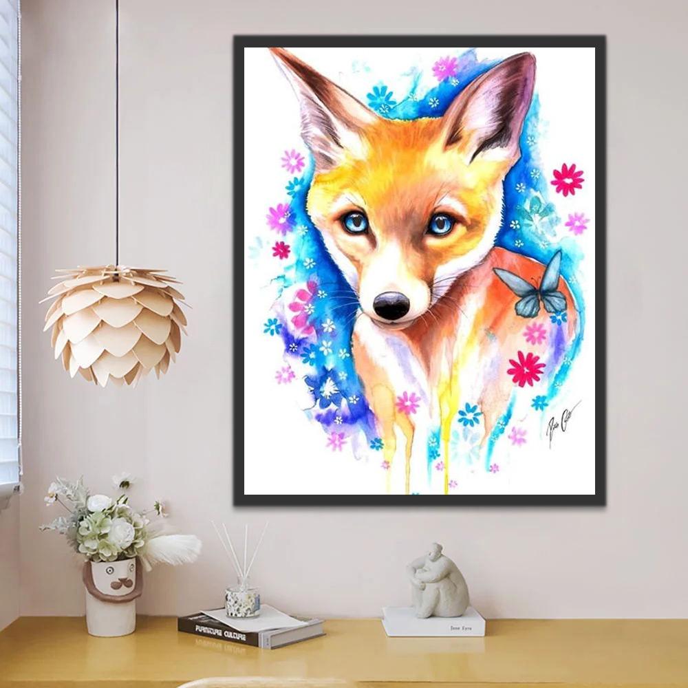 Petit Renard et Papillons Peinture par Numéros