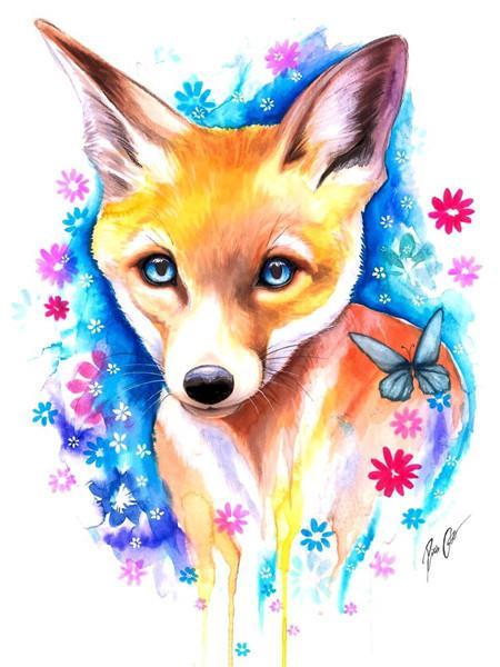 Petit Renard et Papillons Peinture par Numéros