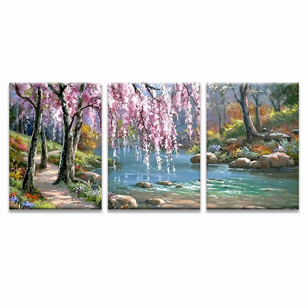 Petit Rivière 3 Partie Peinture par Numéros