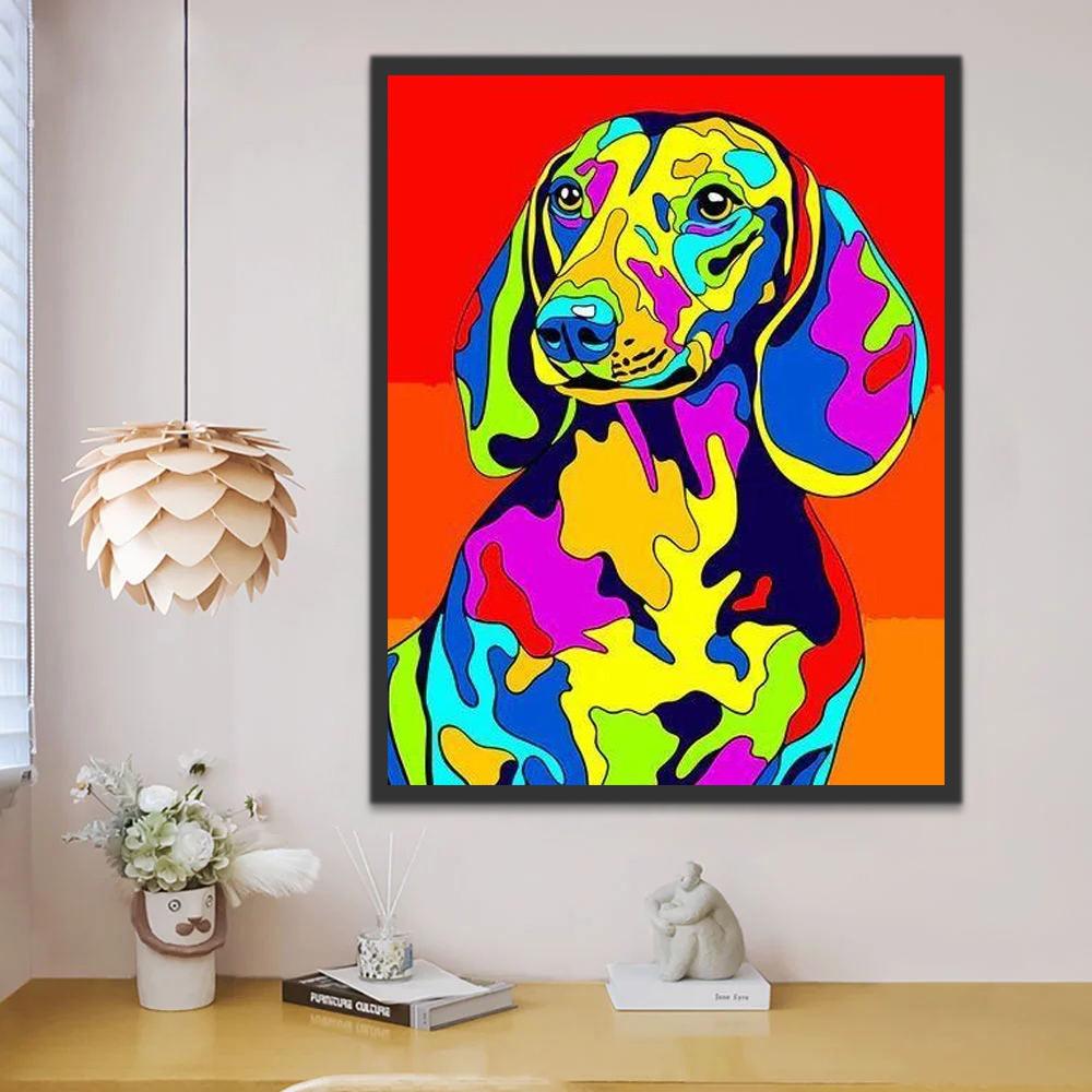 Petit Teckel Coloré Peinture par Numéros