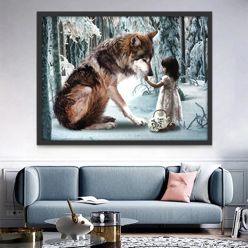 Petite Fille et Loup Peinture par Numéros