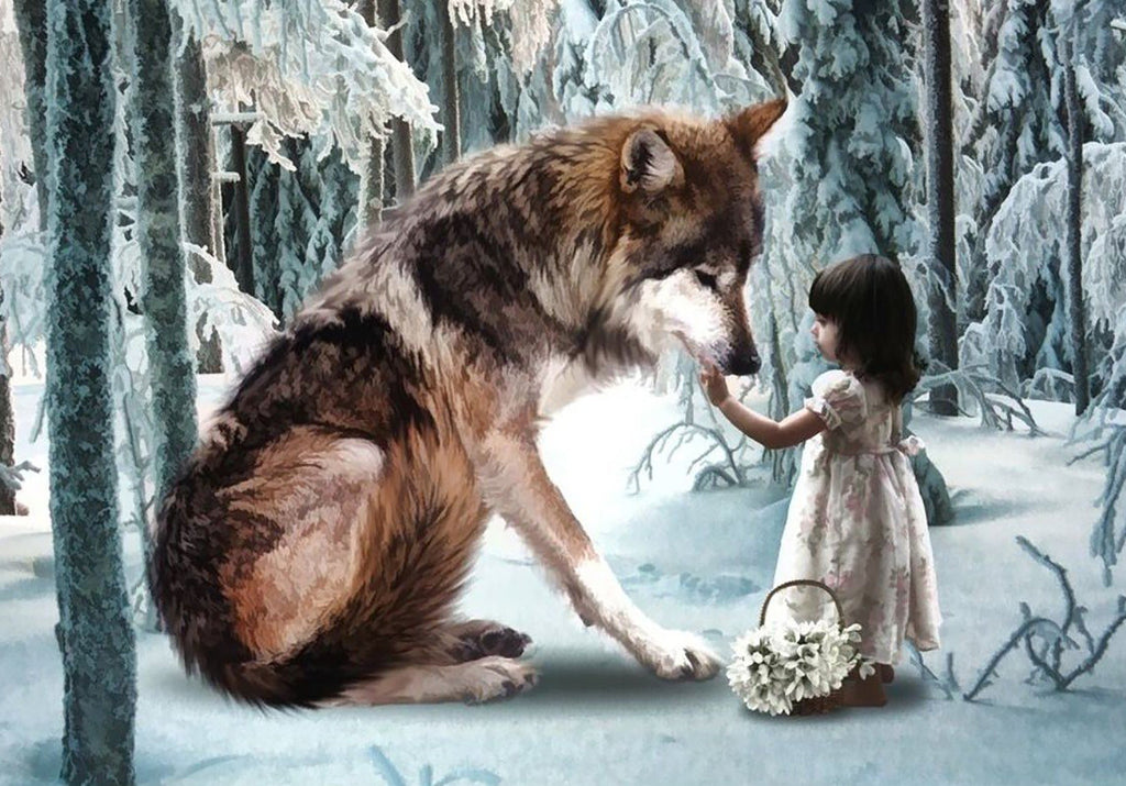 Petite Fille et Loup Peinture par Numéros