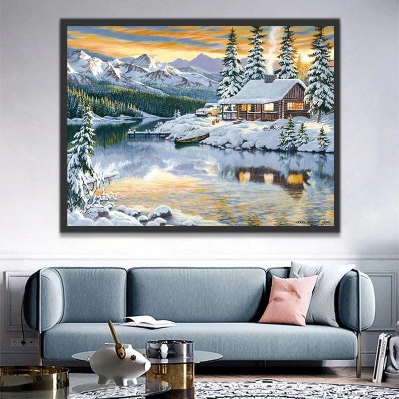 Petite Maison de Neige Peinture par Numéros