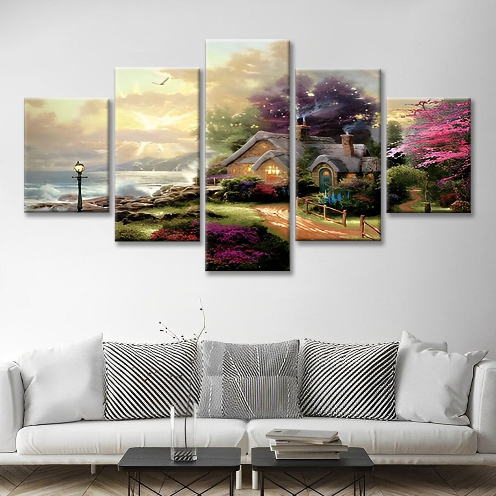 Petite Maison et Mer 5 Partie Peinture par Numéros