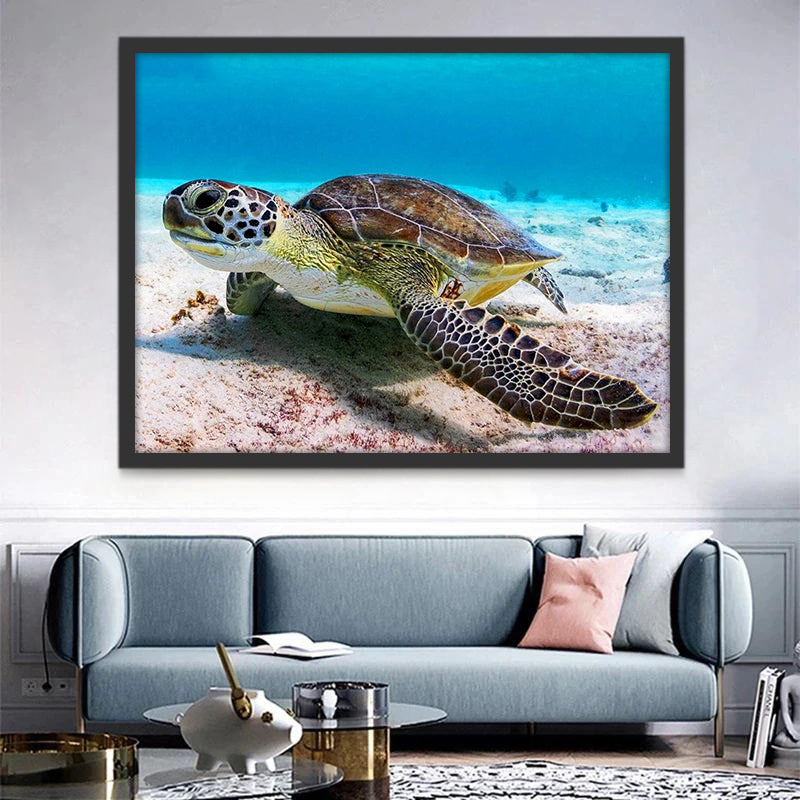 Petite Maritime Tortue dans la Mer Peinture par Numéros