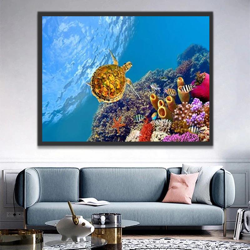 Petite Tortue Dorée Peinture par Numéros