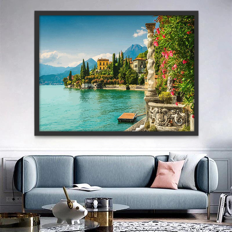 Petite Ville et Mer Peinture par Numéros
