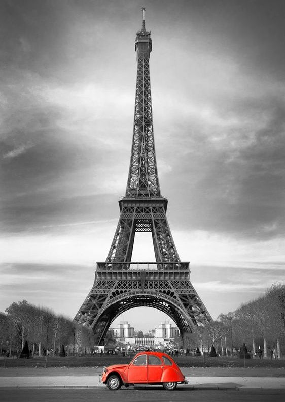 Petite Voiture Rouge et Eiffel Peinture par Numéros