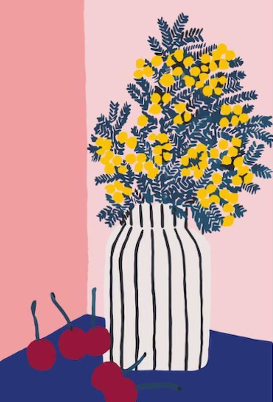Petites Fleurs Bleues et Jaunes Enfants Peinture par Numéros