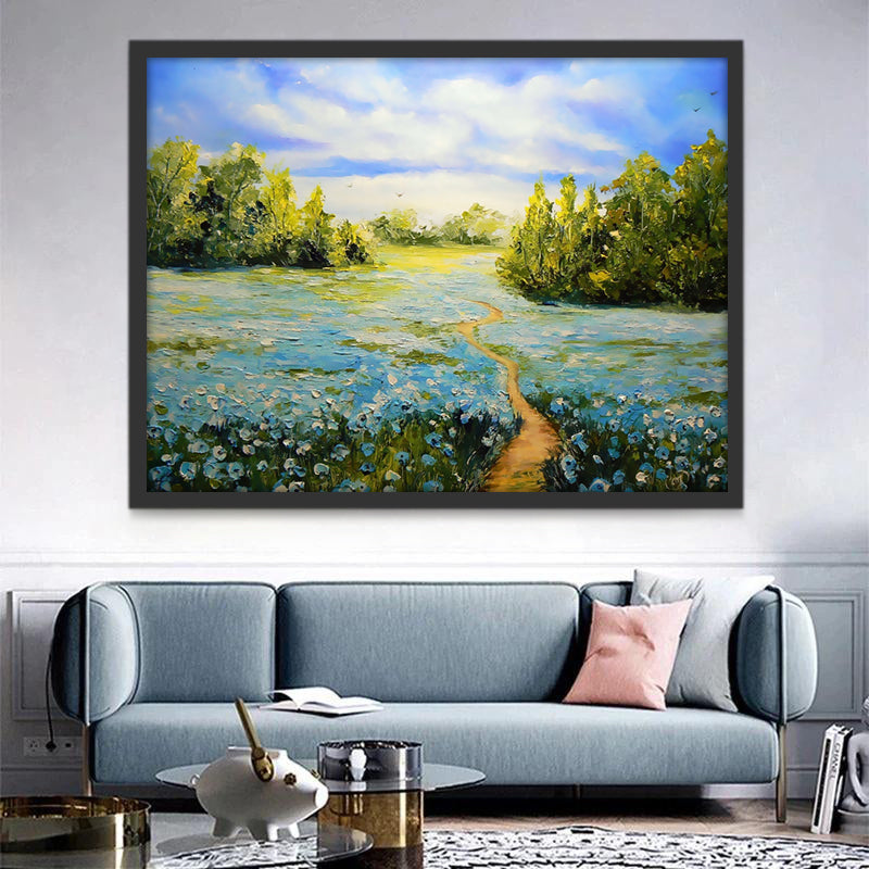 Petites Fleurs Bleues Peinture par Numéros