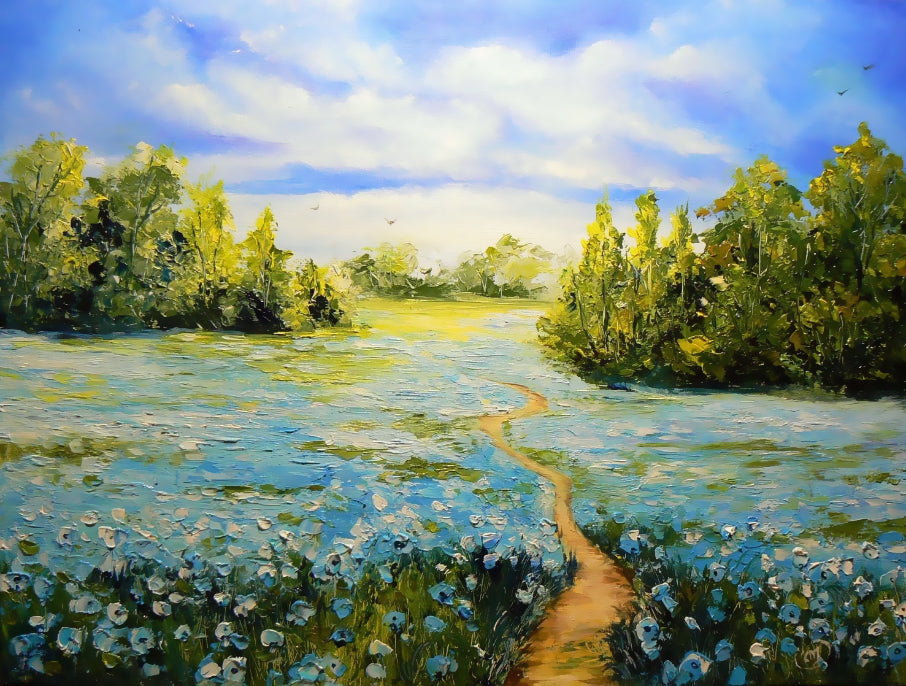 Petites Fleurs Bleues Peinture par Numéros