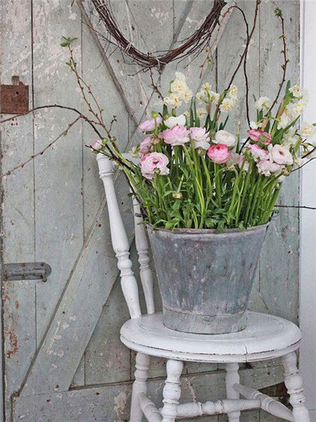 Petites Fleurs et Seau Peinture par Numéros