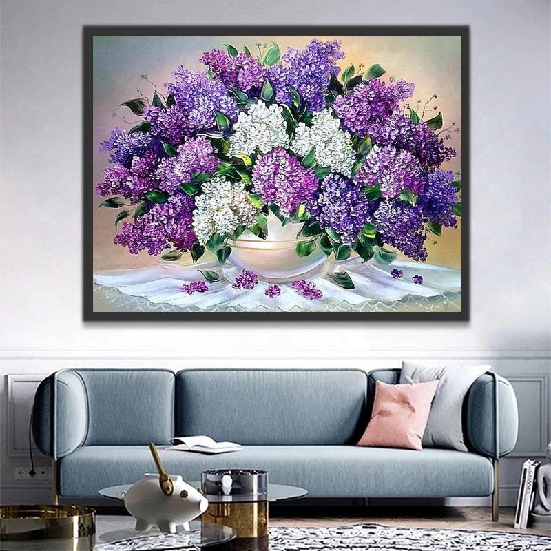 Petites Plante Fleurs Violettes Peinture par Numéros